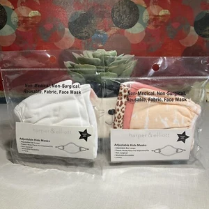 6 Total Kid's Tie-Dye Leopard Plain Face Masks Harper & Elliott 100% Cotton NEW - Picture 1 of 4