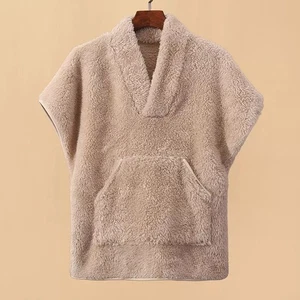 Women's Fleece Vest Warm Loungewear Shoulder and Neck Warmer Sleeping Poncho - Picture 1 of 13