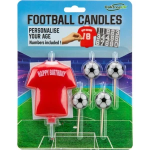 Red Football Shirt Birthday Cake Candle Set c/w Stickers to Personalise Age - Picture 1 of 1