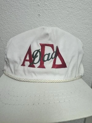 Gorra Alpha Gamma Delta Fraternidad Correa / Cuerda Adulto Ajustable Blanca Foto 1 de 3