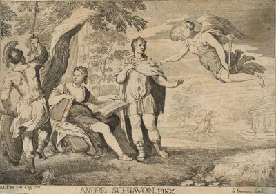 BRENNER (*1708) nach SCHIAVONE (*1510), Ruhm des antiken Dichters, KSt. - Bild 1 von 4