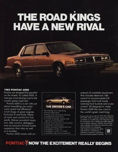 Pontiac 6000 1982: Road Kings Have a New Rival anuncio impreso vintage - Imagen 1 de 1