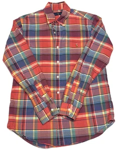 Ralph Lauren Button Down Shirt Men’s Small Madras Plaid Orange Magenta - Picture 1 of 4