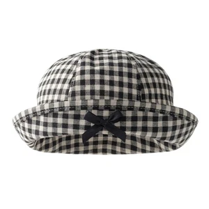 Flipped Brims Bowknot Bucket Hat Women Girl Checkered Fisherman Hat for Travel - Picture 1 of 8