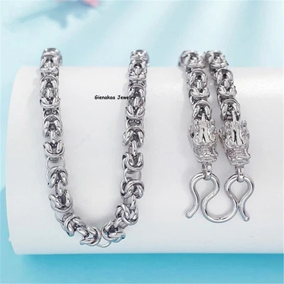 Collar de eslabones bizantinos dragón cadena 950 platino puro para hombre de 4,5 mm 24,4 pulgadas 47 g Foto 1 de 4