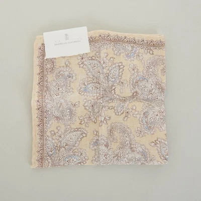 BRUNELLO CUCINELLI 280$ Bufanda de Bolsillo Cuadrada Reversible - Seda y Lino Foto 1 de 2