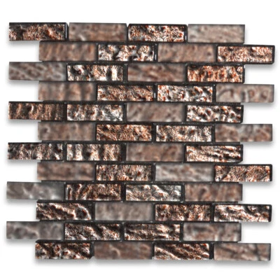 A63008 Glass Mosaic Tile Warm Rusty Color Satin and Matte Glass Accent - Image 1 of 4