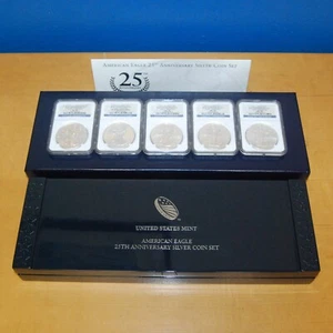 2011 American Eagle 25th ANNIVERSARY COIN SET of 5 - Early Releases - NGC MS70 - Picture 1 of 16