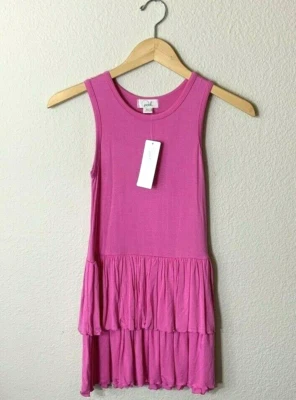 Nuevo con etiquetas Vestido sin mangas Peek Girls 6-7 rosa ciruela modal con volantes Foto 1 de 4