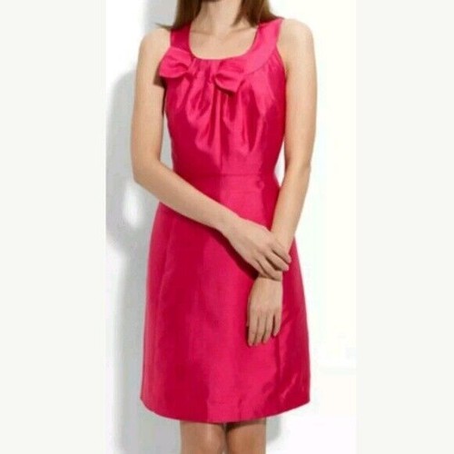 Abito Kate Spade Bette rosa caldo fiocco Snapdragon senza maniche taffettà scollo a scoop 2