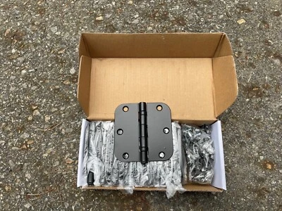 Bisagras de puerta negras mate 3,5 pulgadas herrajes redondeados con tornillos - dos paquetes de 24 Foto 1 de 4