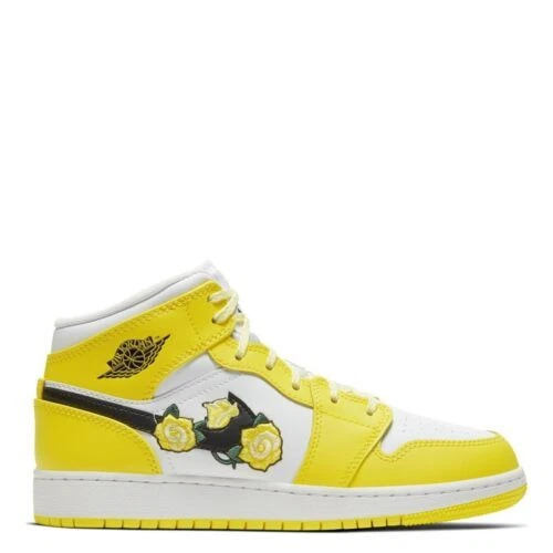 Size 4 (GS) - Jordan 1 SE Mid Rose Patch - Dynamic Yellow