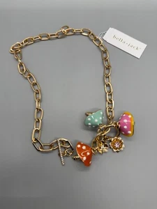 Bella Jack Gold Tone Colorful Mushroom Flower Charm Necklace  Chain - Picture 1 of 8