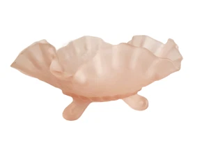 Westmoreland Pink Mist Satin Glass Candy Dish Paneled Grape Crimped Footed Vtg. - Picture 1 of 9