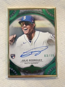 2022 Topps Transcendent JULIO RODRIGUEZ RC Emerald AUTO Gold Framed /15 Mariners - Picture 1 of 13