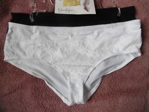 -TWO NYLON SPANDEX JESSICA SIMPSON BIKINIS PANTIES 1-BLACK,1-WHITE LARGE L - Picture 1 of 9