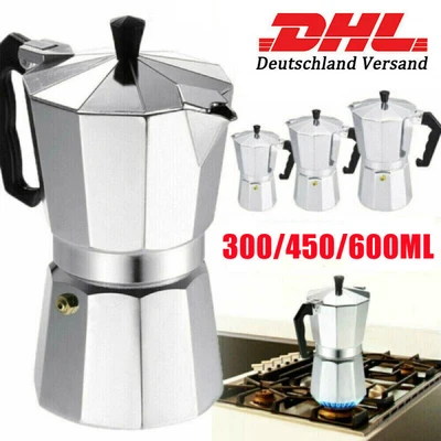 MARKENLOS Espressokocher Kaffeebereiter Kaffeekanne Espresso Kaffee Alu 1 3 6 9 12 Tassen
