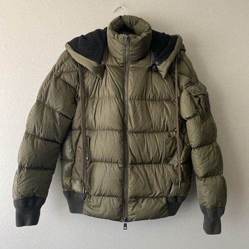 Moncler Deschamps Giacca Imbottita Puffer Coat Uomo TG 2 Med con Cappuccio Verde Oliva