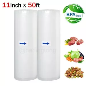 2 rollos de bolsas selladoras al vacío para ahorrar alimentos de 11" x 50' rollos bolsa de almacenamiento en relieve de 4 mil - Imagen 1 de 7