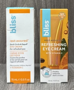 LOT OF 2 Bliss Rest Assure Dark Circle Depuffing Eye Cream 0.5oz Vitamin C - Picture 1 of 4