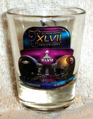 SUPER BOWL 47 XLVII SHOT GLASS San Francisco 49ers VS Baltimore Ravens Cover