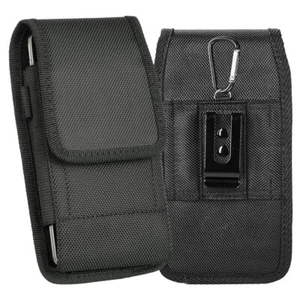 Vertical Black Nylon Belt Clip Phone Holster For iPhone 16 / 16 Pro / 16 Pro Max - Picture 1 of 10