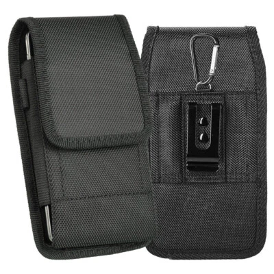 Vertical Black Nylon Belt Clip Phone Holster For iPhone 16 / 16 Pro / 16 Pro Max - Image 1 of 4