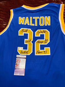 Bill Walton signed UCLA Blue Many inscriptions New College Basketball JSA