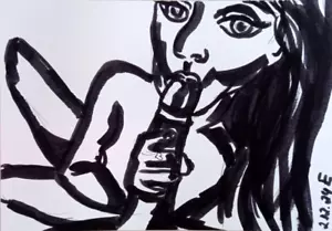 Original Drawing Erotic Female Body Graphics Art Sketch Marker Illustration 8х6" - Picture 1 of 9