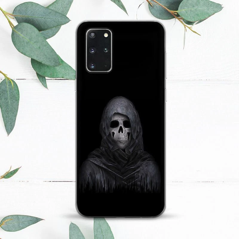 死亡哥特式骷髅恐怖黑色保护壳 适用于三星 Note 20 S20 S21 S22 S23 S24 FE — 第 1/1 张图片