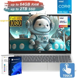HP 15 15.6"Touch FHD Laptop,10core i5-1235U,UpTo 64GB RAM 2TB SSD+Win11pro+OFP21 - Picture 1 of 7