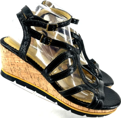 Bussola Marseille Snake Coal Leather cork Wedge Sandals shoes EU 41 Womens 10.5 - Image 1 of 4
