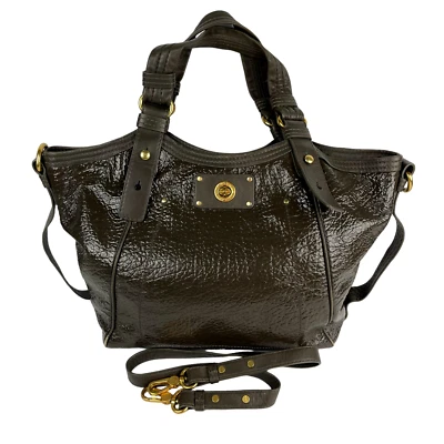 Marc By Marc Jacobs Shine Fran Handbag Purse Patent Leather Brown Turnlock  - Image 1 of 4