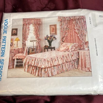 70s Vogue Sewing Pattern 2334 Girls' Bedroom Package: Valance Curtains Bed Cover - Image 1 of 2