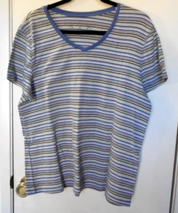 Sonoma lifestyle. Multicolor strip, short sleeve, V neck pullover top size 1X - Picture 1 of 4