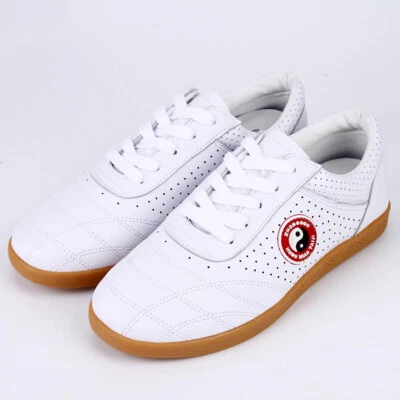 Sapatos de couro genuíno Kung Fu Tai Chi sapatos de arte marcial tênis esportivo Wushu - Imagem 1 de 4