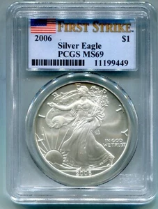 American Eagle Anlagemünze 2006 Silber MS-69 PCGS ERSTSCHLAG - Bild 1 von 2