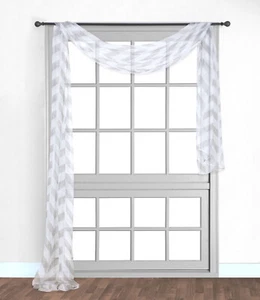 1PC SCARF VALANCE TOPPER PRINTED VOILE SHEER WINDOW CURTAIN DRAPE(C37)37" X216"L - Picture 1 of 19