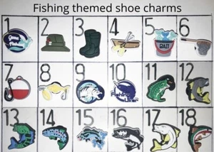 Fishing themed unbranded shoe charms, ready to ship, US seller - Picture 1 of 1