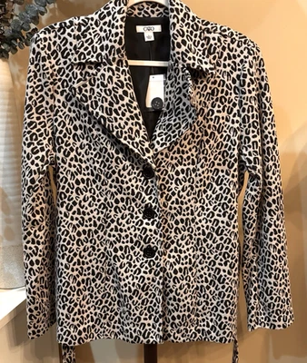 Blazer Chaqueta Suave Estampado Leopardo CATO Grande Cinturón Botones Cómodo Elastizado Nuevo Con Etiquetas Foto 1 de 4