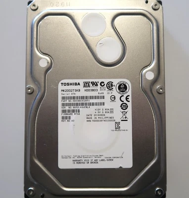 Toshiba MK2002TSKB HDD3B03CZK51 2.0TB 3.5" Sata HDD Surveillance,PC,Mac,CCTV DVR - Image 1 of 4