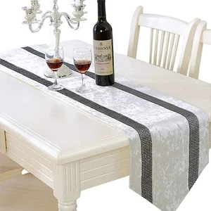 Elegant Table Runner 72 Inches Long Creamy White Rhinestone Table Runners Seq... - Picture 1 of 6