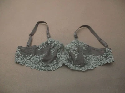 36D Wacoal Womens Gray Lace Unlined Underwire Back Closure Demi Bra 1C - Image 1 of 4