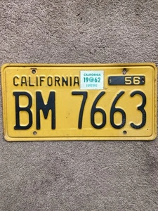 California Nummernschild von 1962 - BM 7663 - schön! - Bild 1 von 2