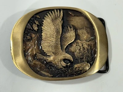 Hebilla de cinturón High Mesa American Bald Eagle 1983 vintage bronce macizo Foto 1 de 4