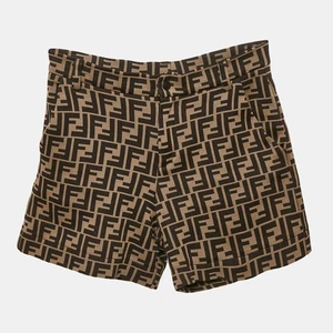 Fendi Kids Brown Zucca Pattern Jacquard Knit Shorts 10 Yrs - Picture 1 of 5