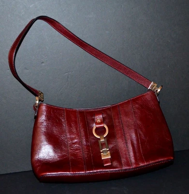 Etienne Aigner Leather Vintage Designer shoulder bag purse Burgundy color - Image 1 of 4