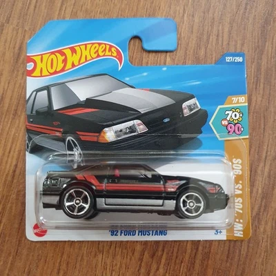 Hot Wheels 92 Ford Mustang 70s vs 90s Model Car 1:64 Scale Short Card New - Image 1 of 3