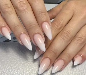 false/fake Nails. Almond Pink & White Nails Perfect For everyday.uk Seller - Picture 1 of 3