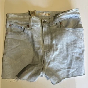 Damen-Shorts Größe 29 Levis hoher Bund schmale Hüfte helle Waschung bleichmittel abgeschnitten - Bild 1 von 9
